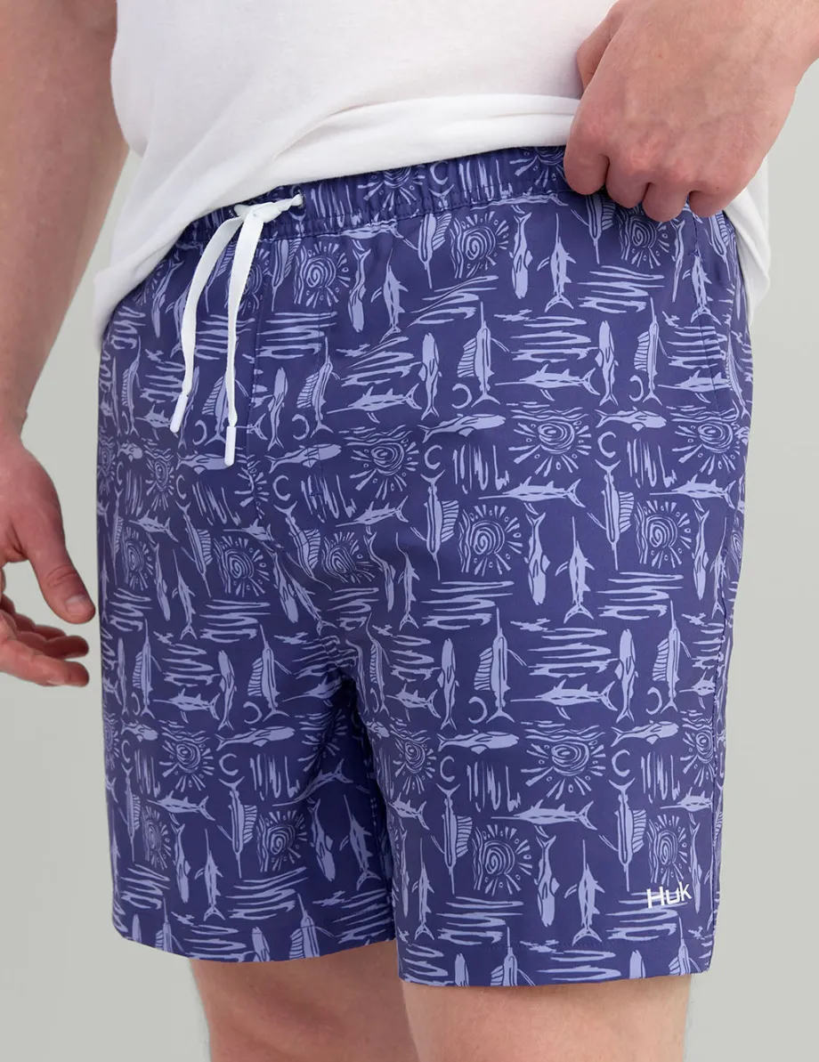 Huk Gear Swim-Pursuit Volley Swim Shorts Mossy Oak Skipper Blue