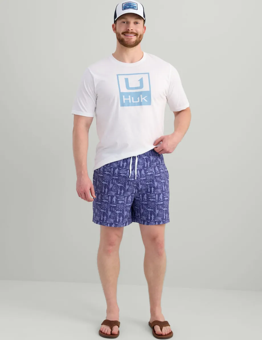 Huk Gear Swim-Pursuit Volley Swim Shorts Mossy Oak Skipper Blue