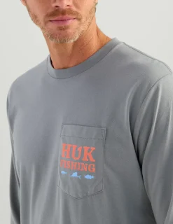 Huk Gear T-Shirts-SC Fish Long Sleeve Pocket Tee Night Owl