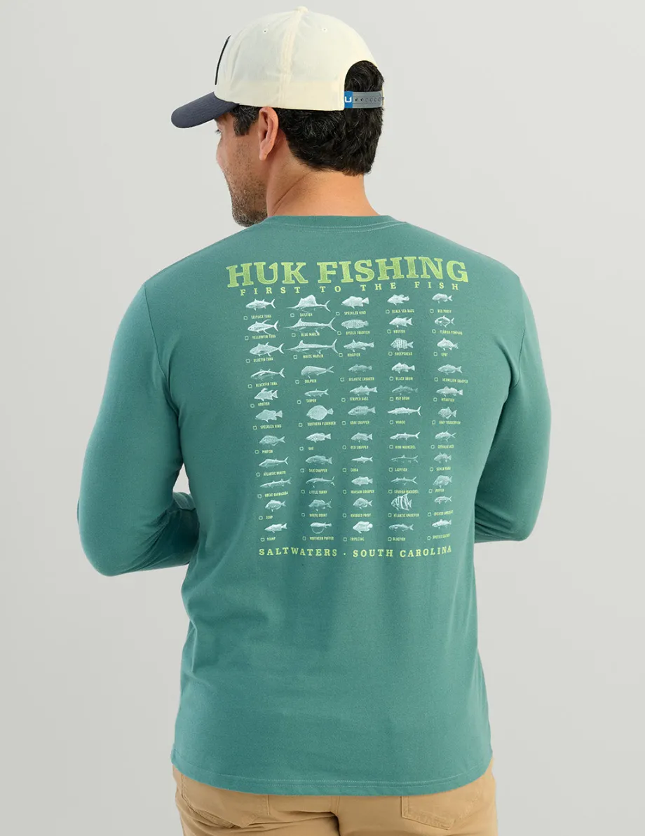 Huk Gear T-Shirts-SC Fish Long Sleeve Pocket Tee North Atlantic