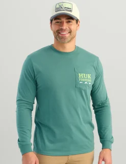 Huk Gear T-Shirts-SC Fish Long Sleeve Pocket Tee North Atlantic