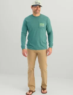 Huk Gear T-Shirts-SC Fish Long Sleeve Pocket Tee North Atlantic