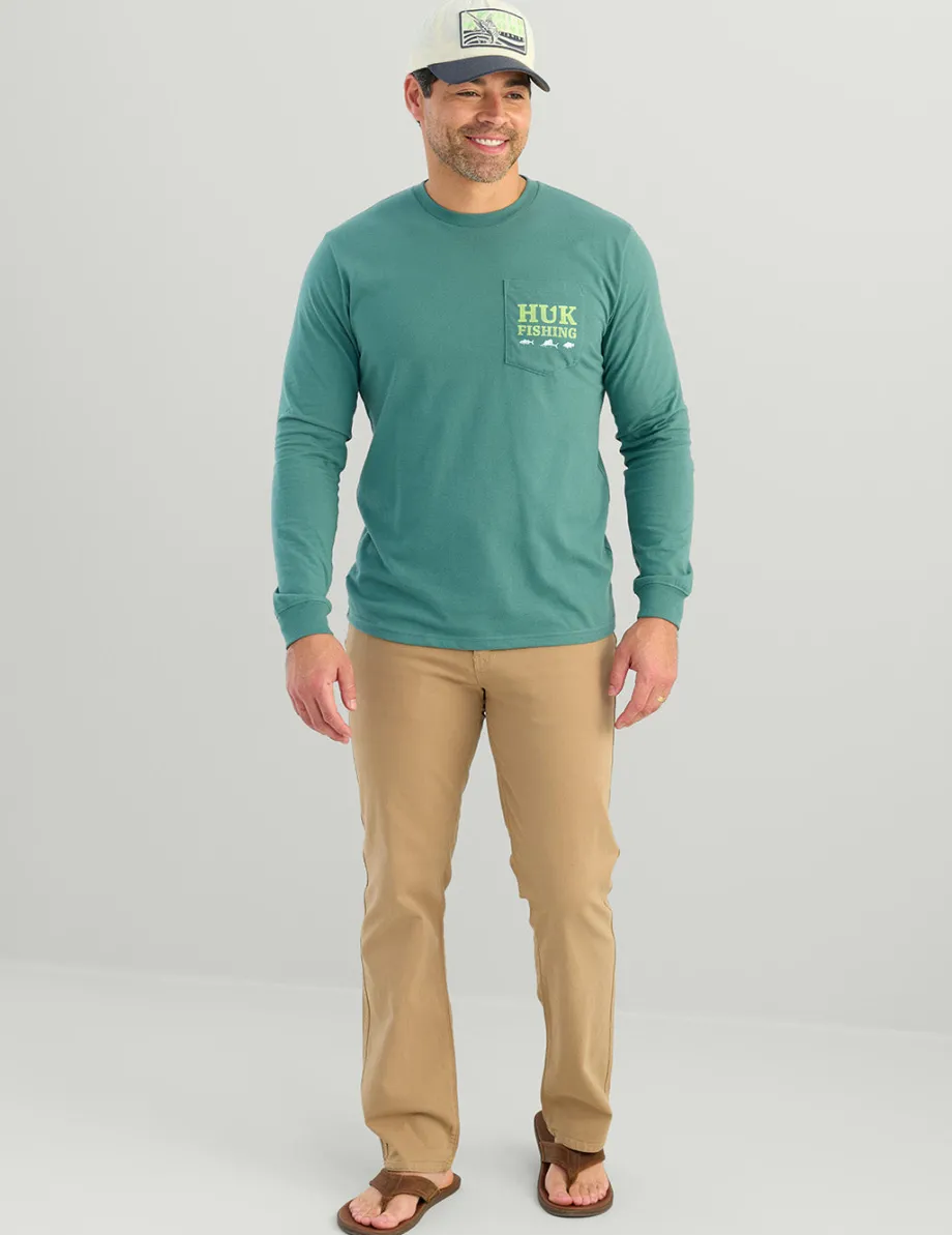 Huk Gear T-Shirts-SC Fish Long Sleeve Pocket Tee North Atlantic