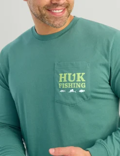 Huk Gear T-Shirts-SC Fish Long Sleeve Pocket Tee North Atlantic