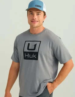 Huk Gear T-Shirts-Stacked Logo Tee Night Owl