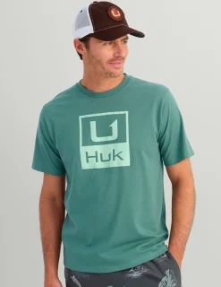 Huk Gear T-Shirts-Stacked Logo Tee North Atlantic