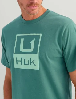 Huk Gear T-Shirts-Stacked Logo Tee North Atlantic
