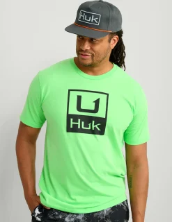 Huk Gear T-Shirts-Stacked Logo Tee Summer Green