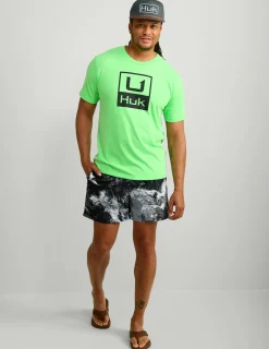 Huk Gear T-Shirts-Stacked Logo Tee Summer Green
