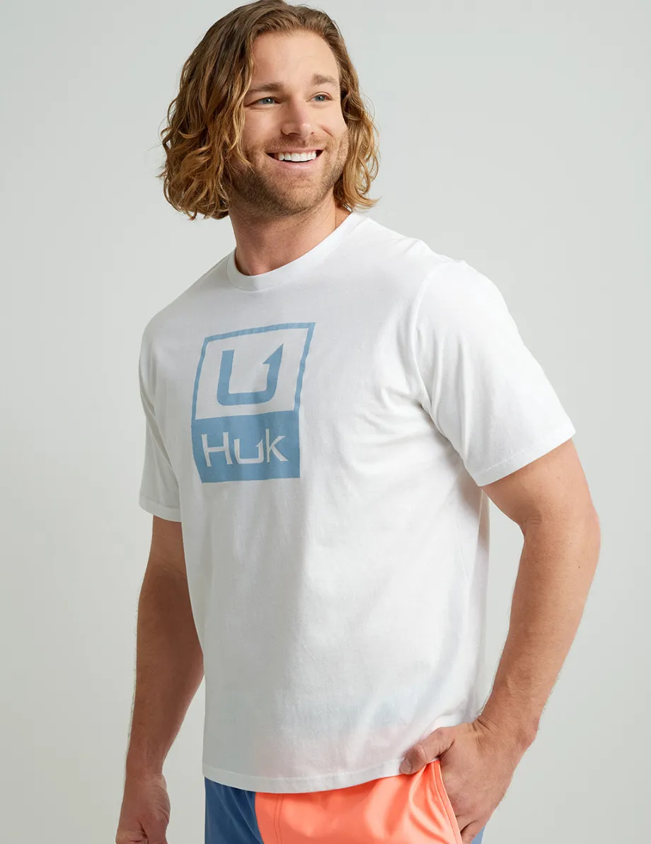 Huk Gear T-Shirts-Stacked Logo Tee White 2