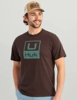 Huk Gear T-Shirts-Stacked Logo Tee Pluff Mud