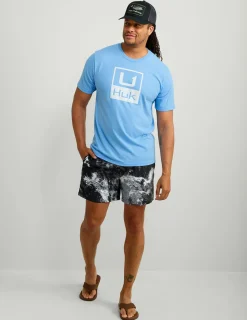 Huk Gear T-Shirts-Stacked Logo Tee Marolina Blue
