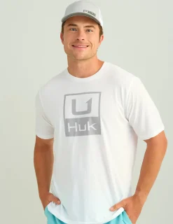 Huk Gear T-Shirts-Stacked Logo Tee White
