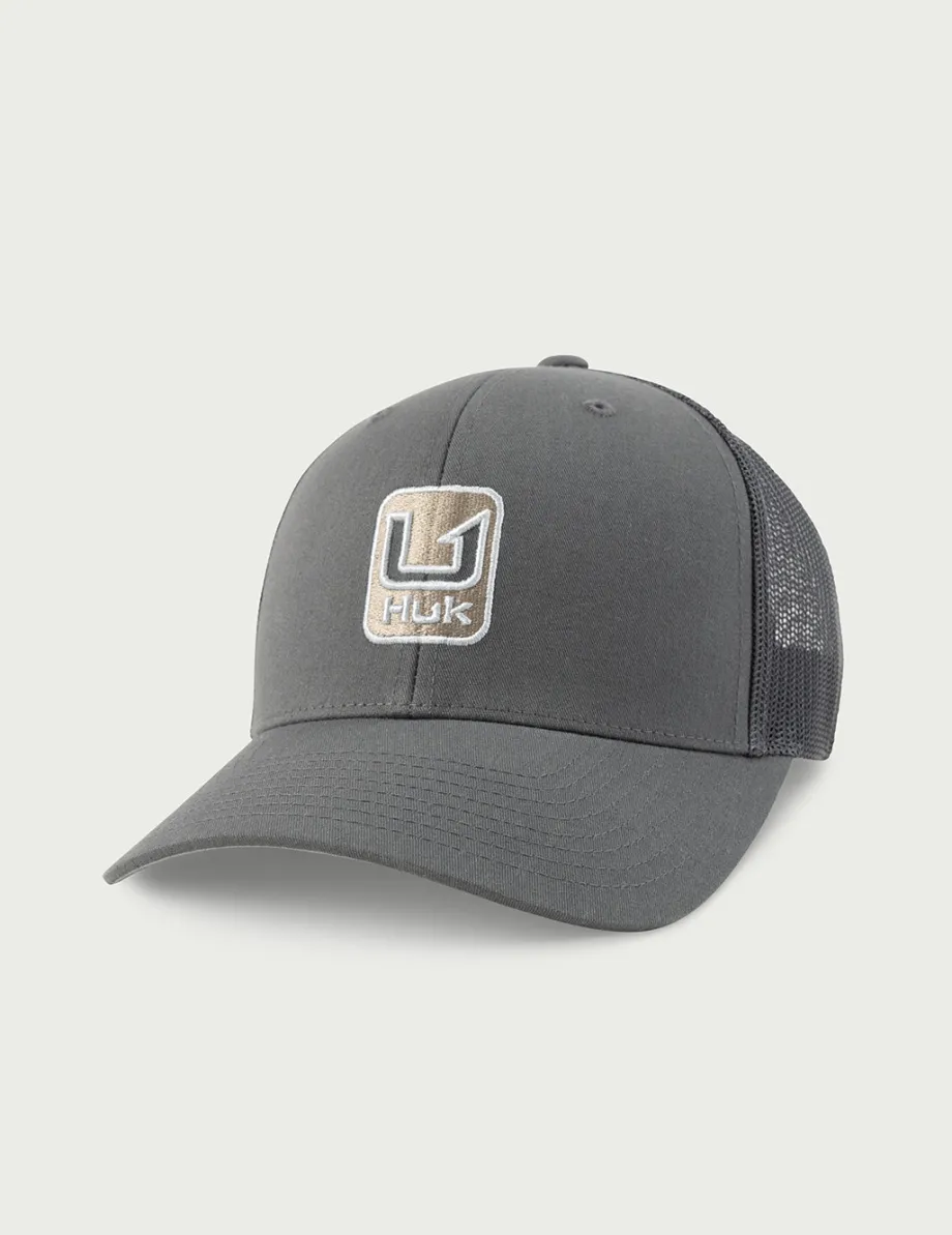 Huk Gear Hats-Stacked U Trucker Hat Volcanic Ash