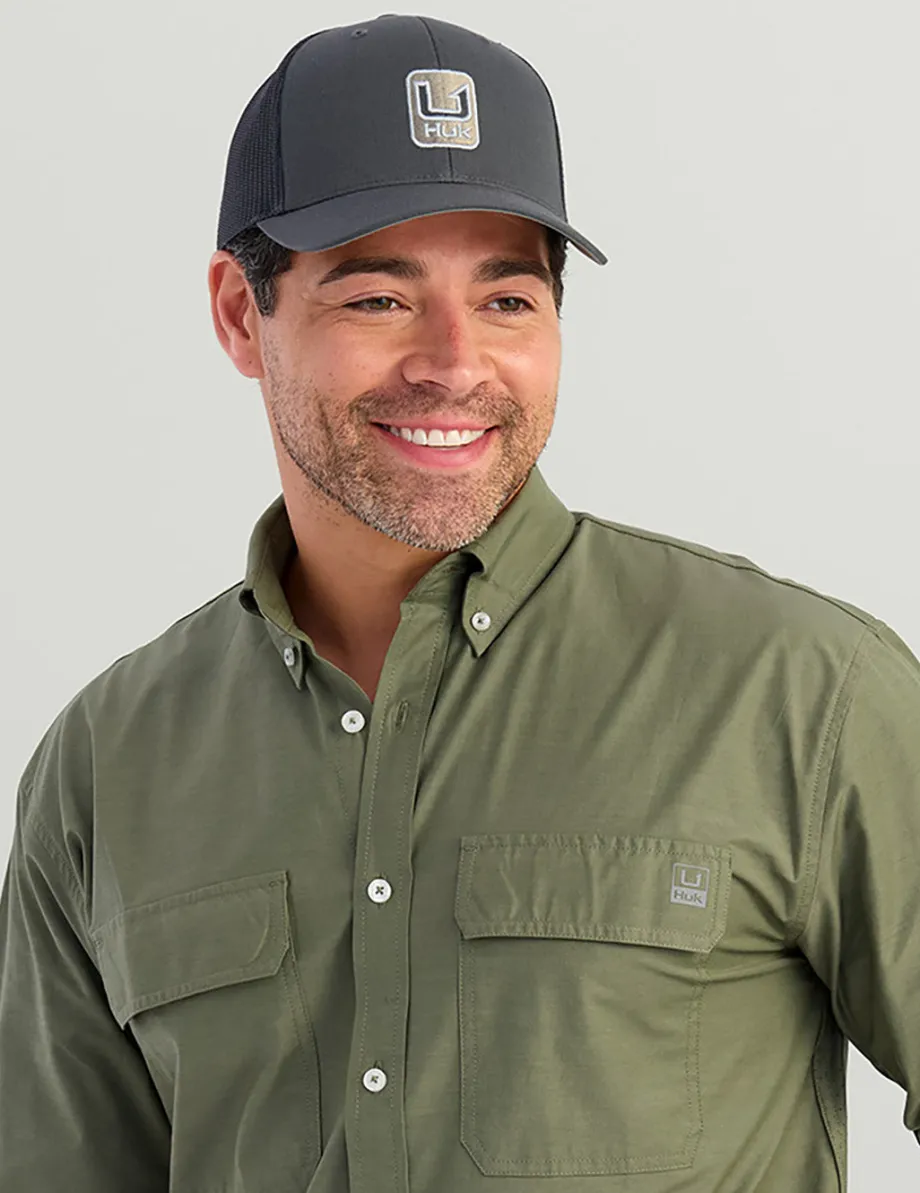 Huk Gear Hats-Stacked U Trucker Hat Volcanic Ash