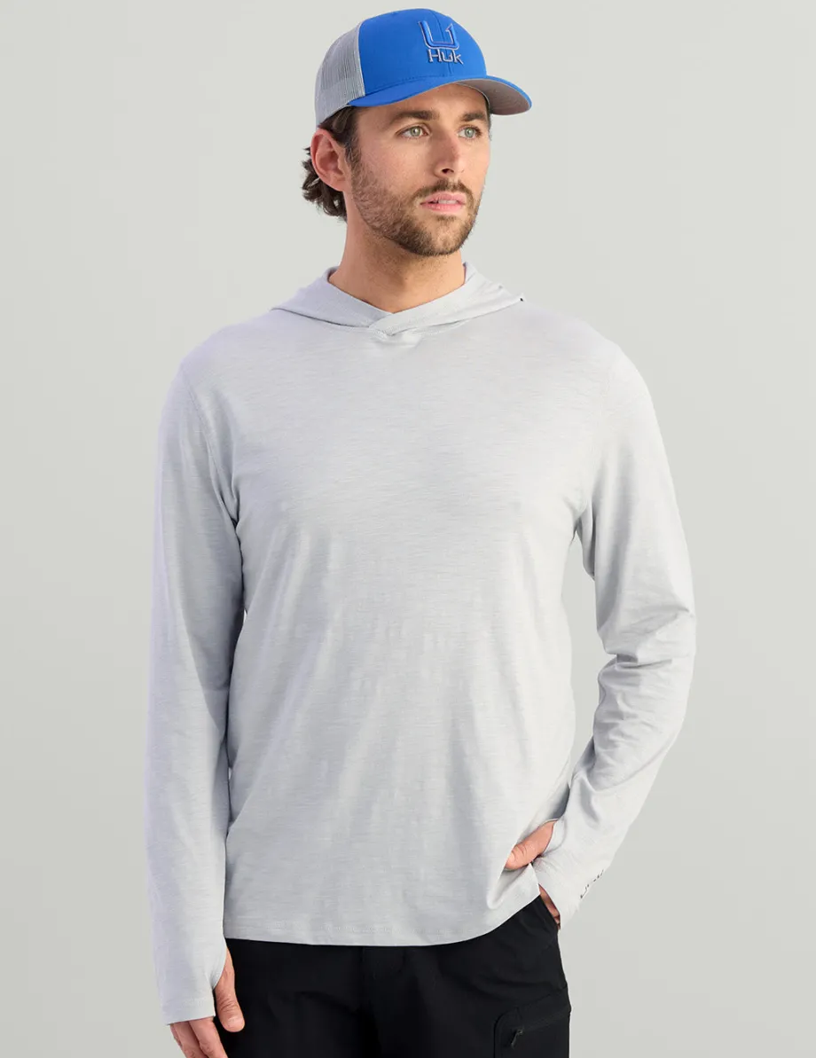 Huk Gear Performance Tops-Tasc Long Sleeve Hoodie Harbor Mist