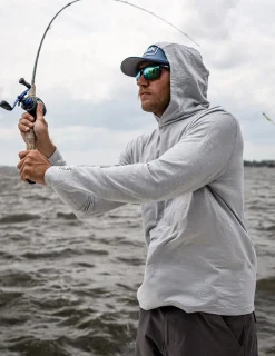 Huk Gear Performance Tops-Tasc Long Sleeve Hoodie Harbor Mist