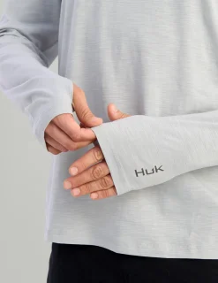 Huk Gear Performance Tops-Tasc Long Sleeve Hoodie Harbor Mist