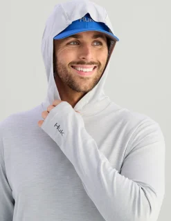 Huk Gear Performance Tops-Tasc Long Sleeve Hoodie Harbor Mist