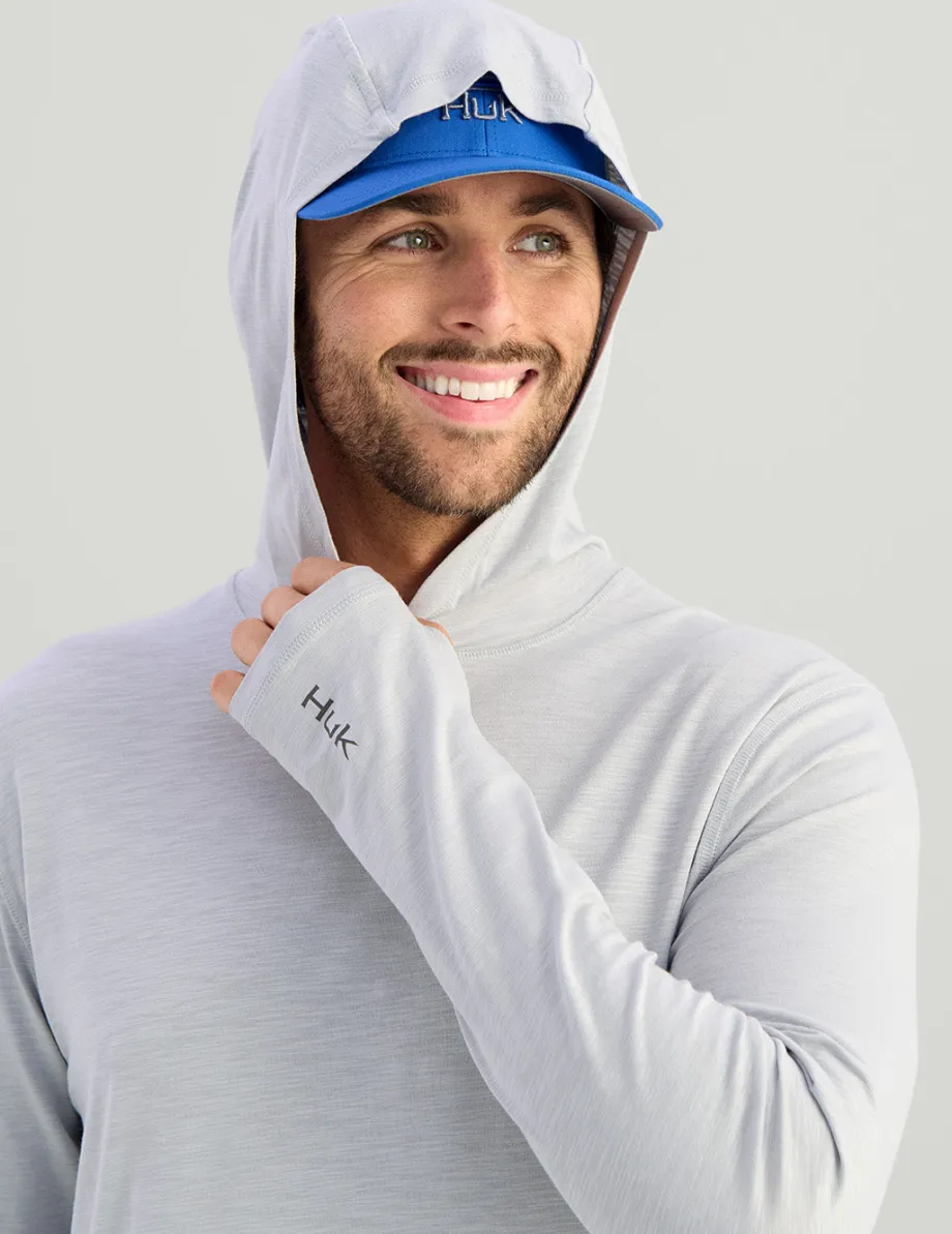 Huk Gear Performance Tops-Tasc Long Sleeve Hoodie Harbor Mist