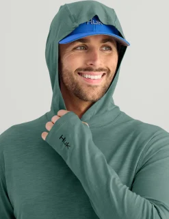 Huk Gear Performance Tops-Tasc Long Sleeve Hoodie North Atlantic