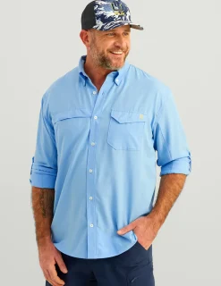 Huk Gear Button Downs-Tide Point Button-Down Marolina Blue