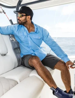 Huk Gear Button Downs-Tide Point Button-Down Marolina Blue