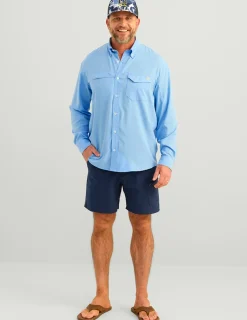 Huk Gear Button Downs-Tide Point Button-Down Marolina Blue