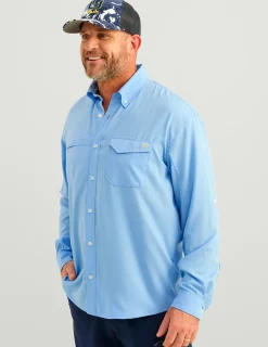 Huk Gear Button Downs-Tide Point Button-Down Marolina Blue