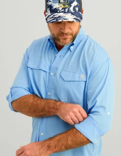 Huk Gear Button Downs-Tide Point Button-Down Marolina Blue