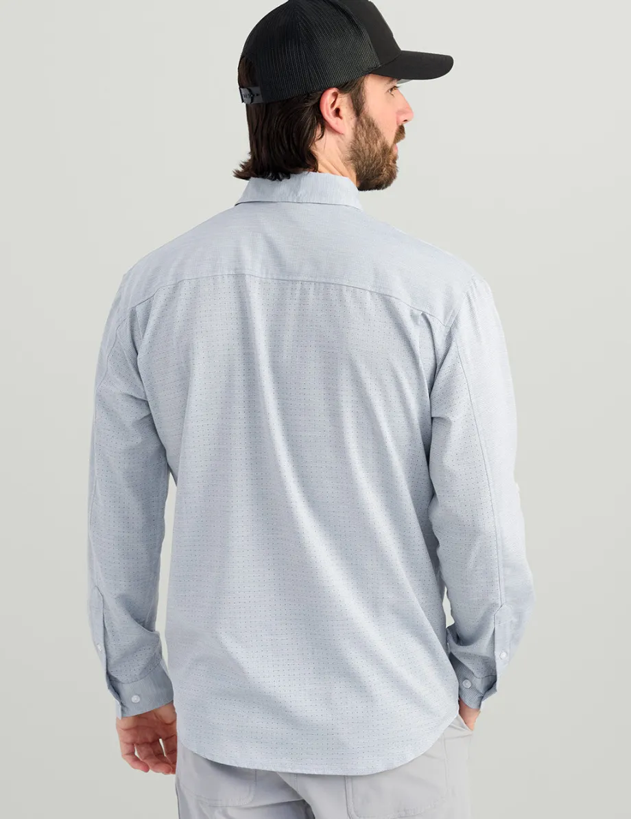 Huk Gear Button Downs-Tide Point Heathered Ripstop Button-Down Quiet Harbor Heather