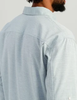 Huk Gear Button Downs-Tide Point Heathered Ripstop Button-Down North Atlantic Heather