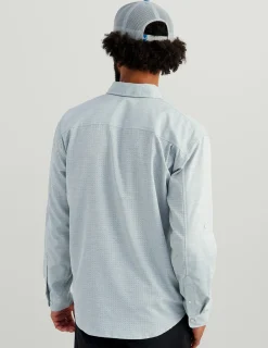 Huk Gear Button Downs-Tide Point Heathered Ripstop Button-Down North Atlantic Heather