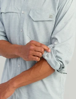 Huk Gear Button Downs-Tide Point Heathered Ripstop Button-Down North Atlantic Heather