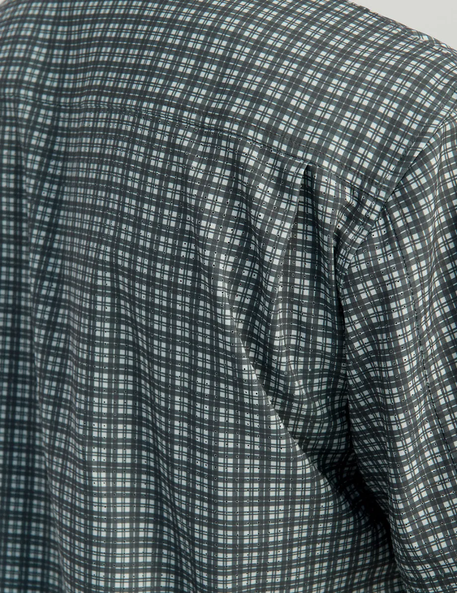 Huk Gear Button Downs-Tide Point Short Sleeve Button-Down Harbor Mist Mini Plaid