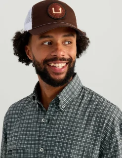 Huk Gear Button Downs-Tide Point Short Sleeve Button-Down Harbor Mist Mini Plaid
