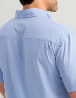 Huk Gear Button Downs-Tide Point Short Sleeve Button-Down Lightning Sky