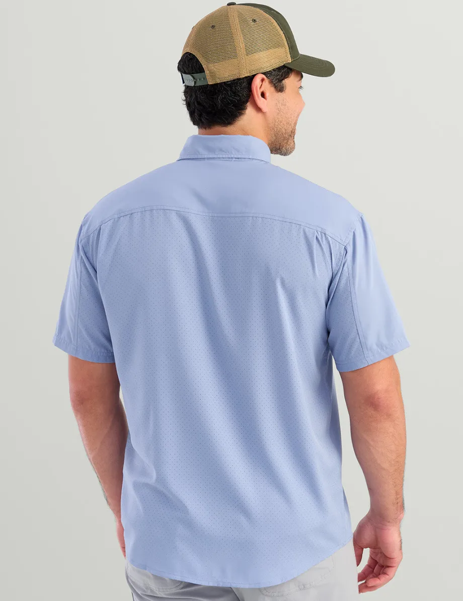 Huk Gear Button Downs-Tide Point Short Sleeve Button-Down Lightning Sky