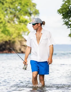 Huk Gear Button Downs-Tide Point Short Sleeve Button-Down White