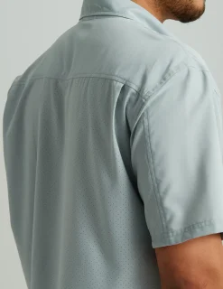 Huk Gear Button Downs-Tide Point Short Sleeve Button-Down Harbor Mist