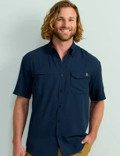 Huk Gear Button Downs-Tide Point Short Sleeve Button-Down Naval Academy