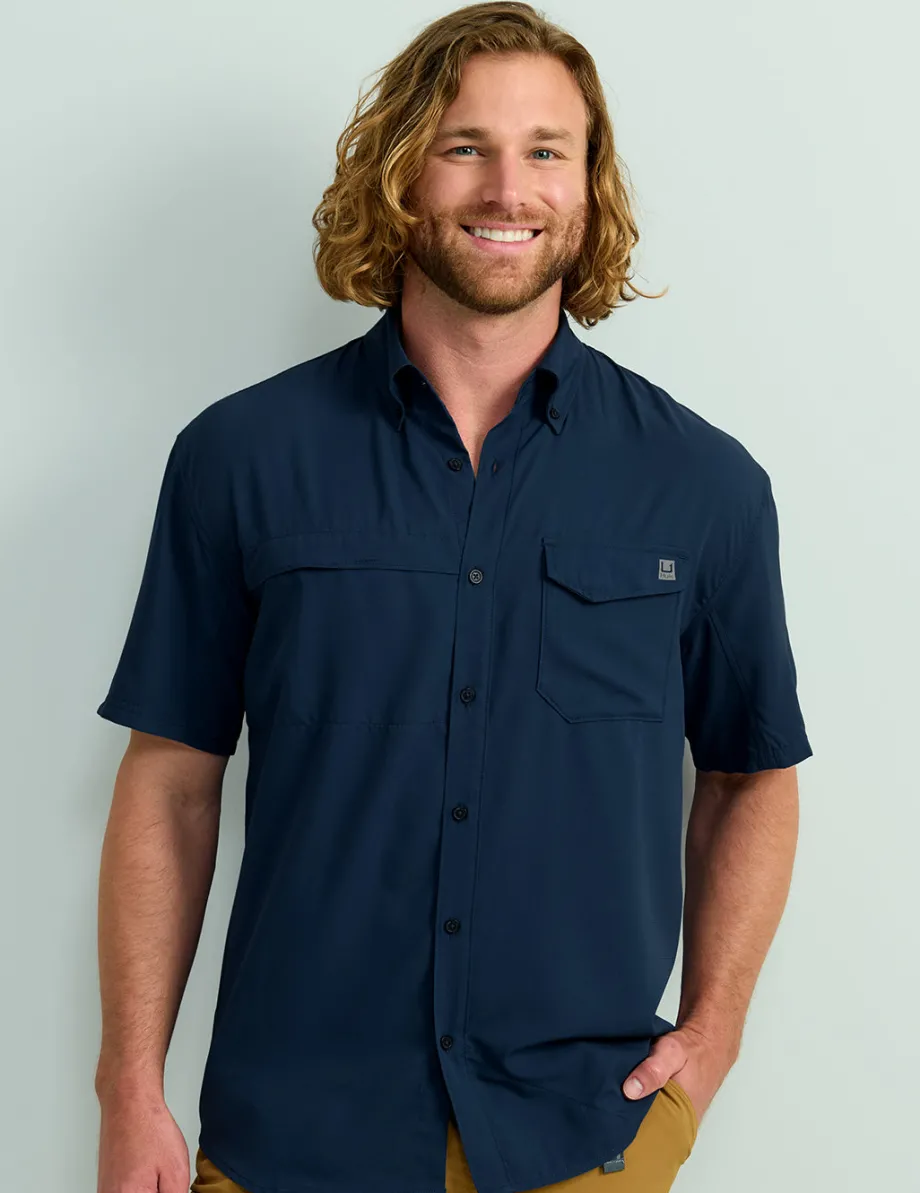 Huk Gear Button Downs-Tide Point Short Sleeve Button-Down Naval Academy