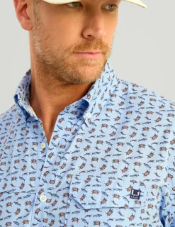 Huk Gear Button Downs-Tide Point Short Sleeve Button-Down Windsurfer Raw Bar