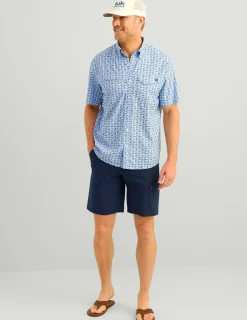 Huk Gear Button Downs-Tide Point Short Sleeve Button-Down Windsurfer Raw Bar