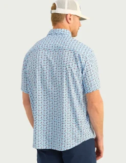 Huk Gear Button Downs-Tide Point Short Sleeve Button-Down Windsurfer Raw Bar