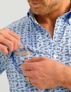 Huk Gear Button Downs-Tide Point Short Sleeve Button-Down Windsurfer Raw Bar