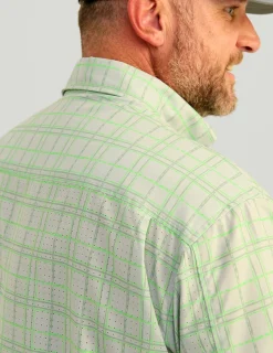 Huk Gear Button Downs-Tide Point Short Sleeve Button-Down Harbor Mist Marlin Plaid