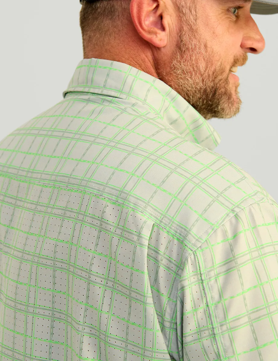 Huk Gear Button Downs-Tide Point Short Sleeve Button-Down Harbor Mist Marlin Plaid