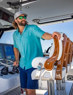 Huk Gear Button Downs-Tide Point Short Sleeve Button-Down Marine Blue