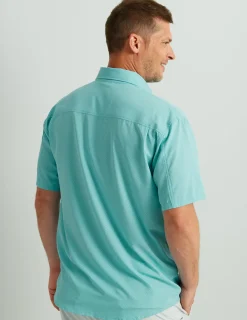 Huk Gear Button Downs-Tide Point Short Sleeve Button-Down Marine Blue